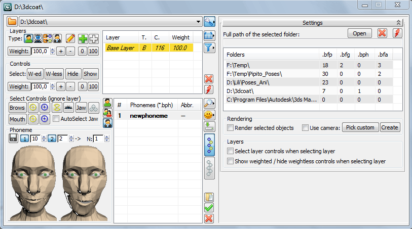 Phonemes in BonyFace 3.0