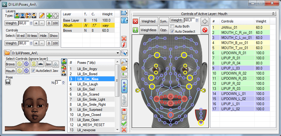 Controls rollout of Drive window in BonyFace 3.0