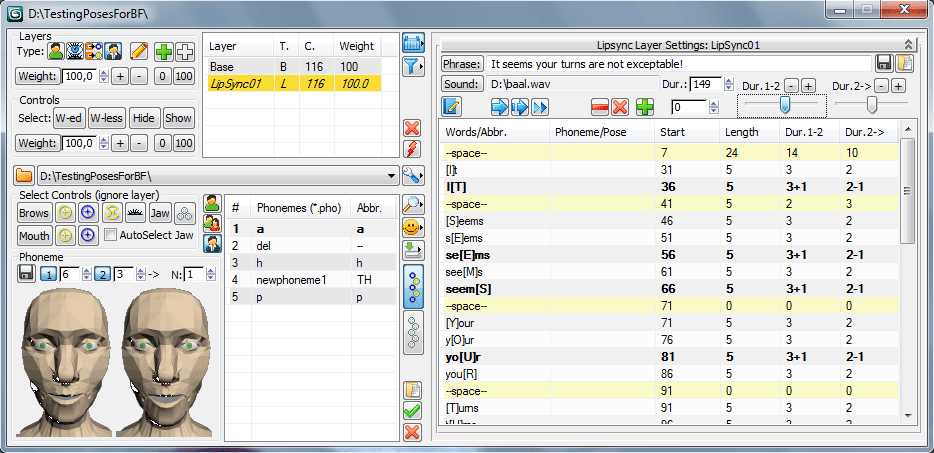 Lipsync Layer Settings rollout of Drive window in BonyFace 3.0